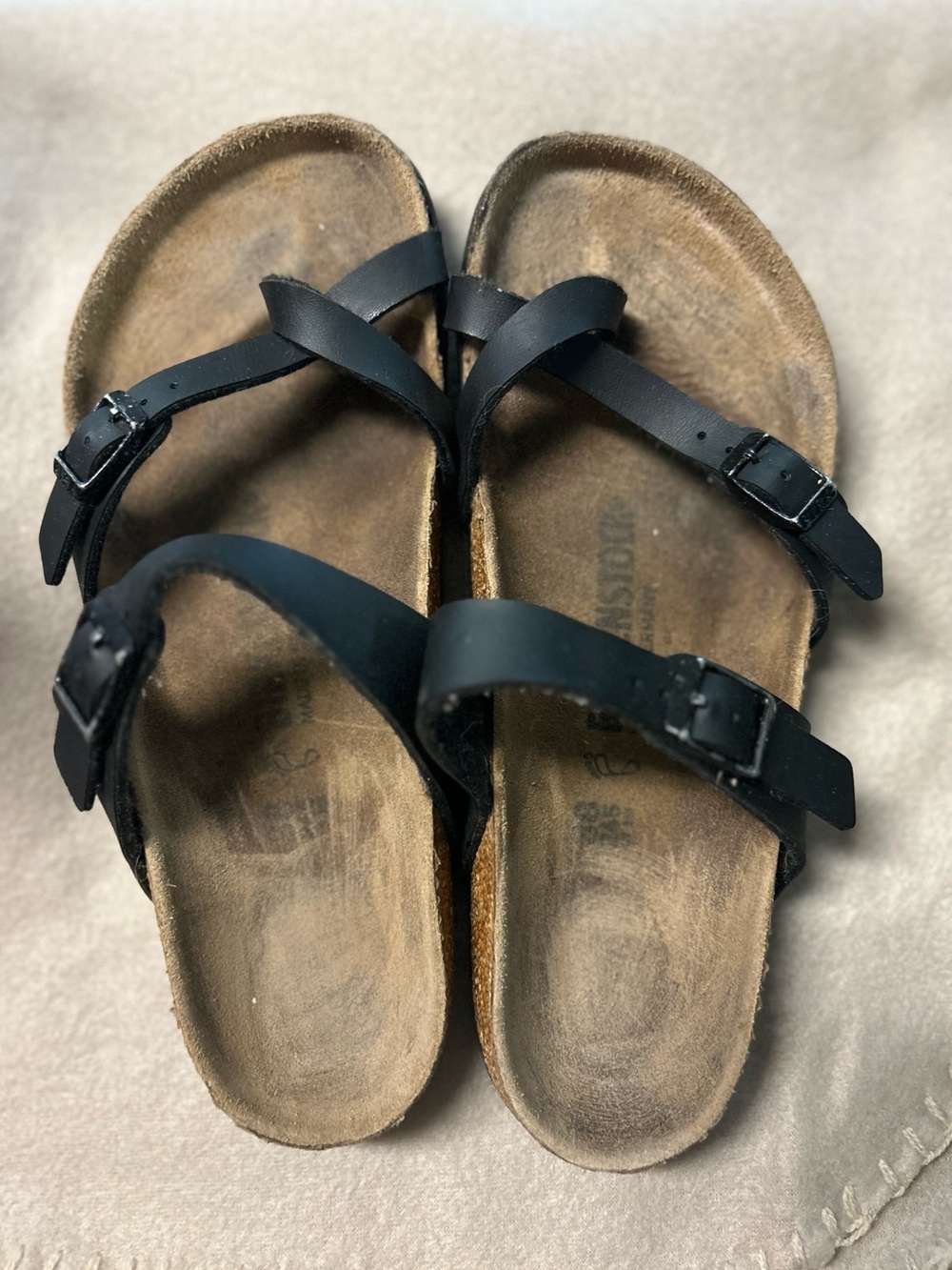 Birkenstock mayari Black Double-Strap Cork Footbed Sandals size 7(38)